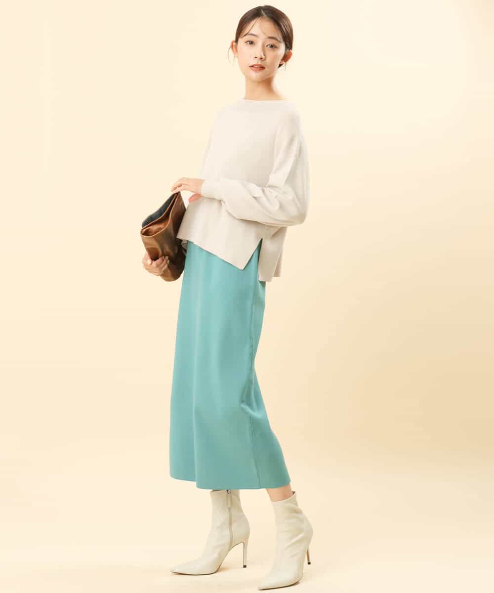 FKHFS01140 MK MICHEL KLEIN(MK ミッシェルクラン) ストレートニットスカート/洗える ネイビー