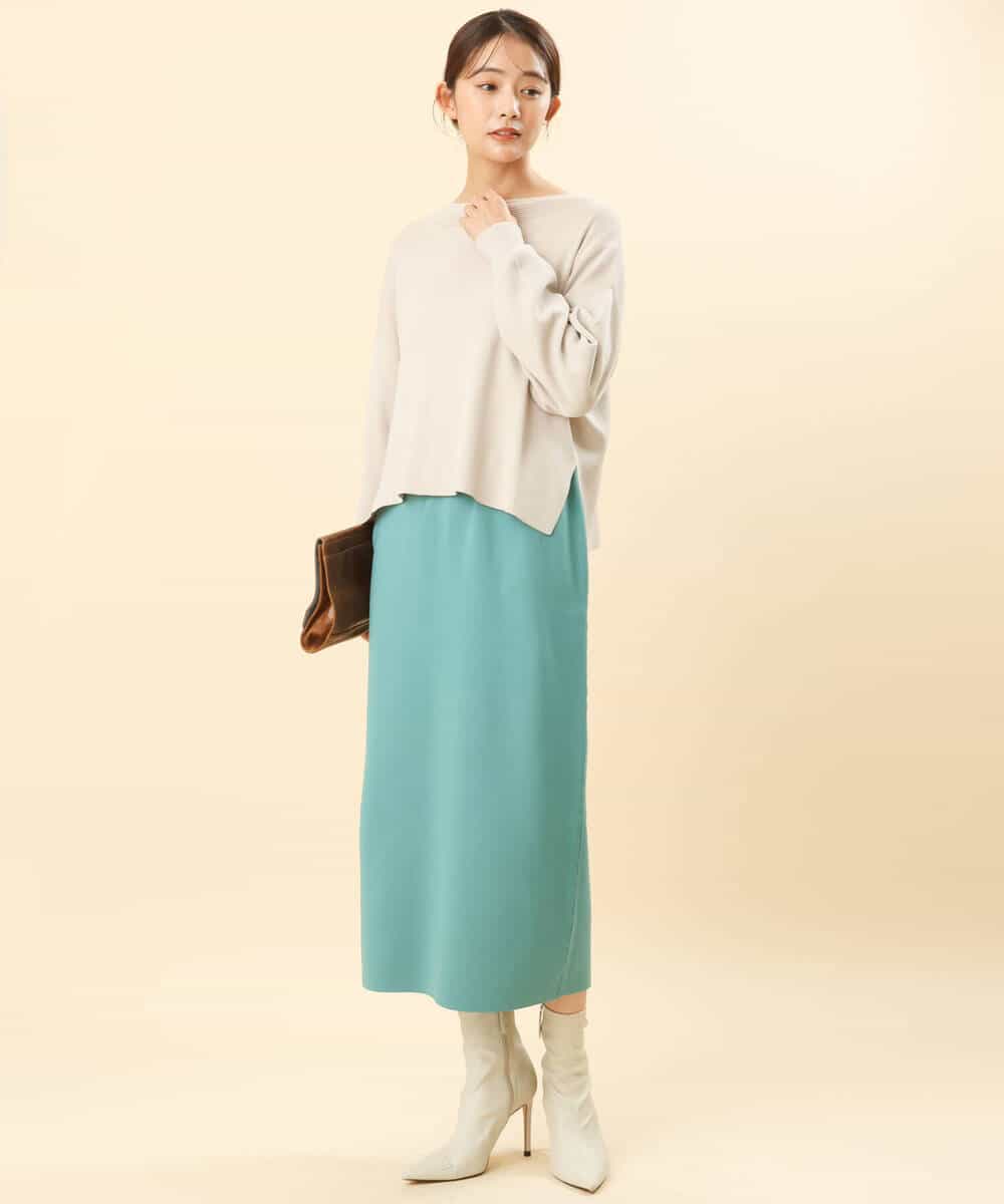 FKHFS01140 MK MICHEL KLEIN(MK ミッシェルクラン) ストレートニットスカート/洗える ネイビー