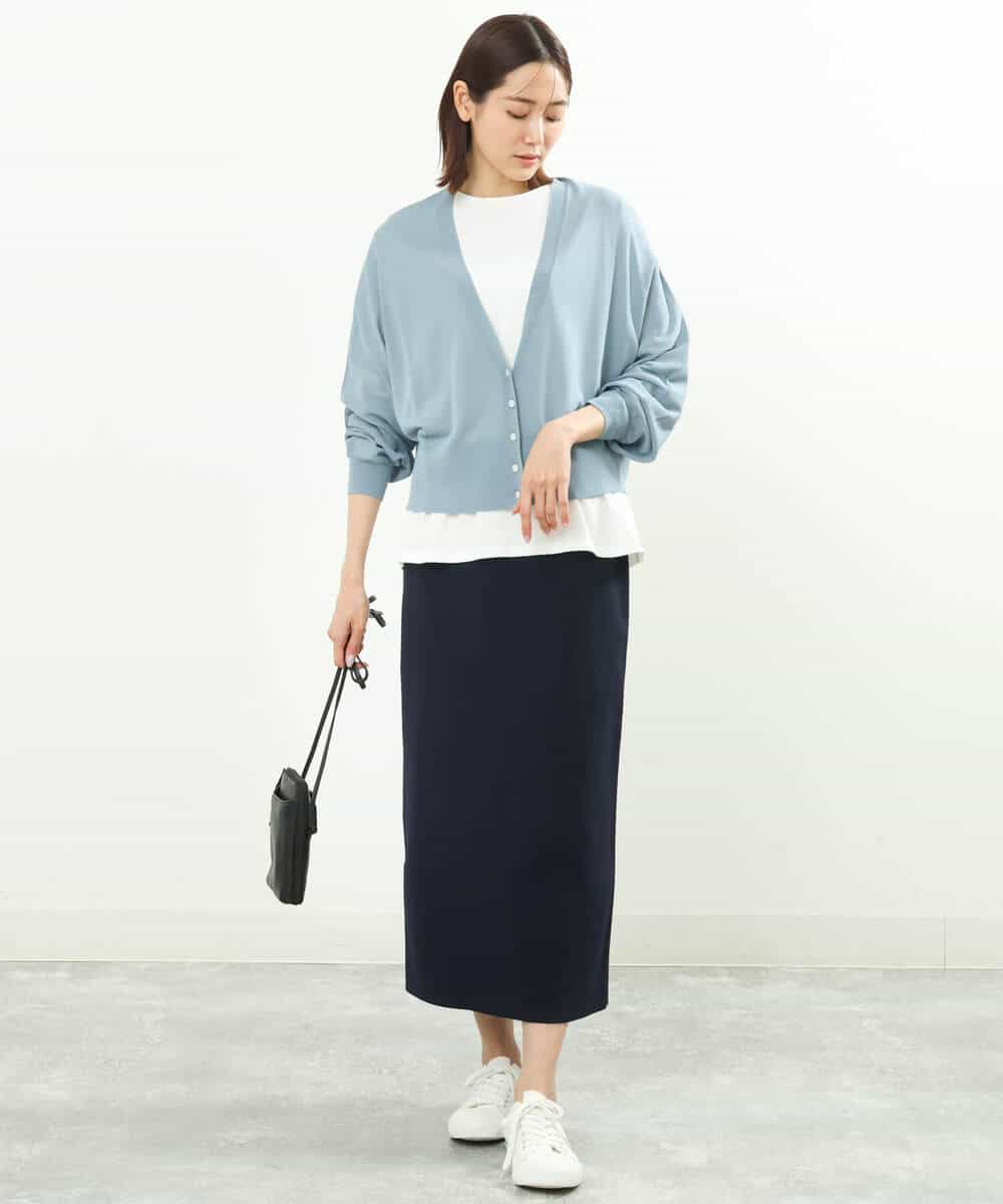 FKHFS01140 MK MICHEL KLEIN(MK ミッシェルクラン) ストレートニットスカート/洗える ネイビー