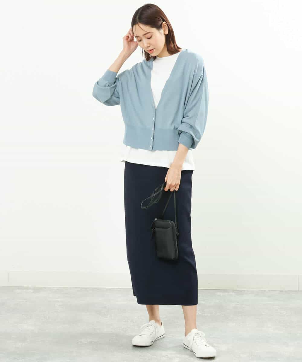 FKHFS01140 MK MICHEL KLEIN(MK ミッシェルクラン) ストレートニットスカート/洗える ネイビー