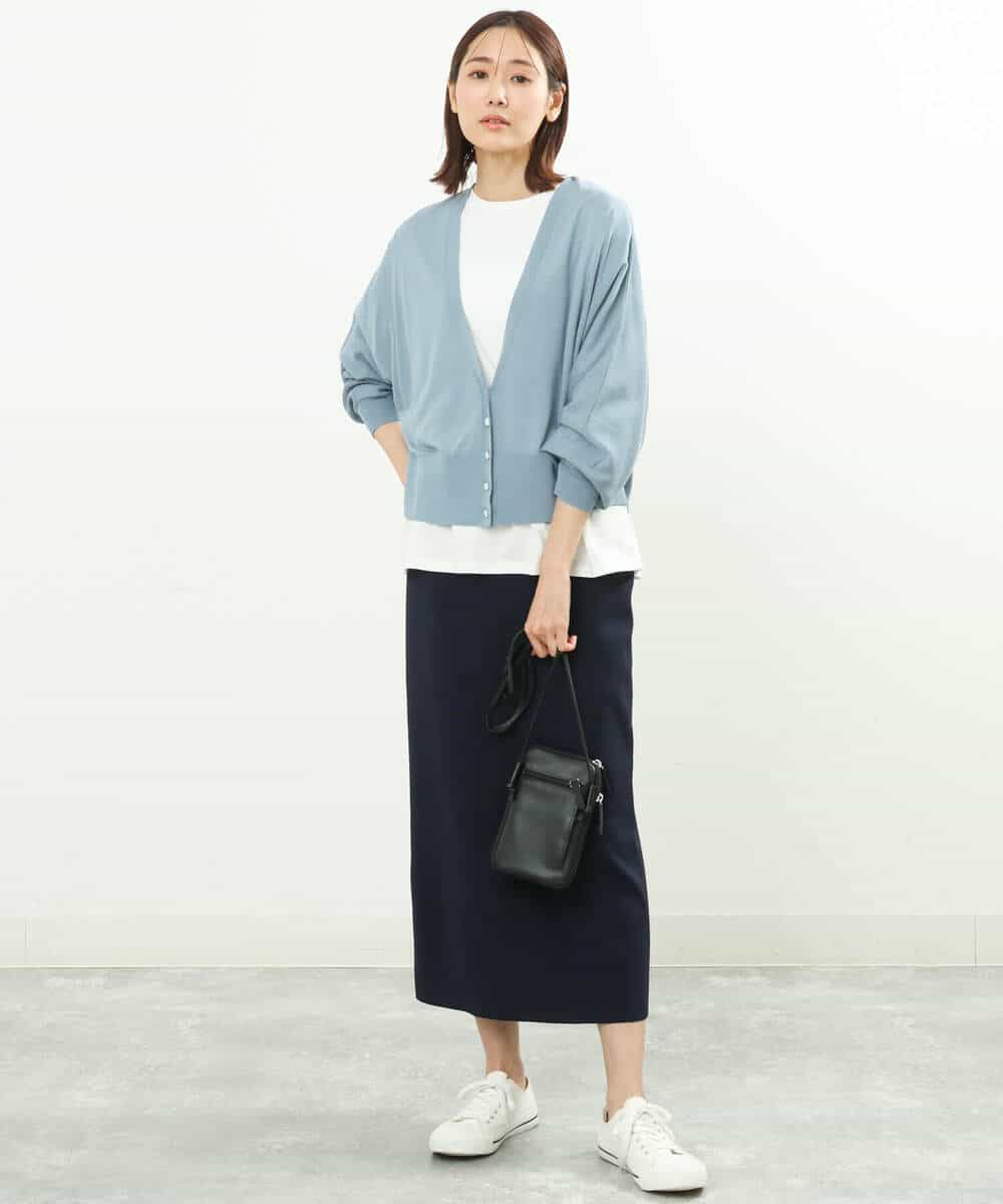 FKHFS01140 MK MICHEL KLEIN(MK ミッシェルクラン) ストレートニットスカート/洗える ネイビー