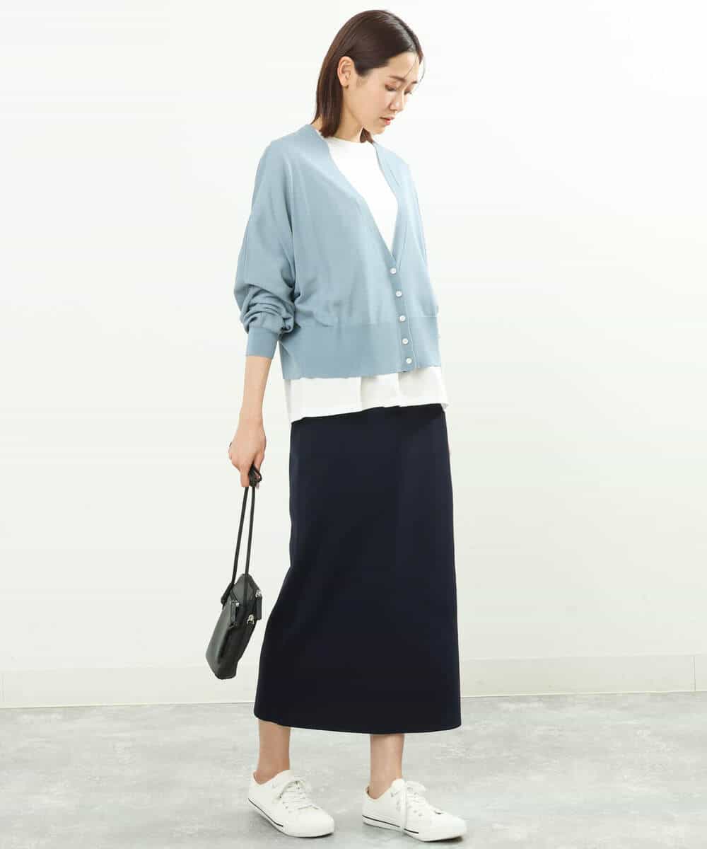 FKHFS01140 MK MICHEL KLEIN(MK ミッシェルクラン) ストレートニットスカート/洗える ネイビー