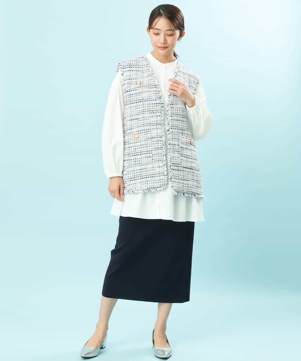 FKHFS01140 MK MICHEL KLEIN(MK ミッシェルクラン) ストレートニットスカート/洗える ネイビー