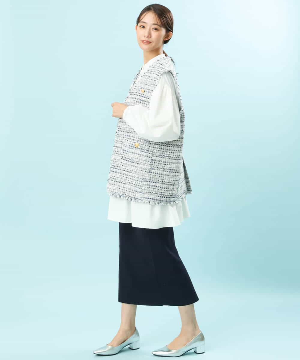 FKHFS01140 MK MICHEL KLEIN(MK ミッシェルクラン) ストレートニットスカート/洗える ネイビー