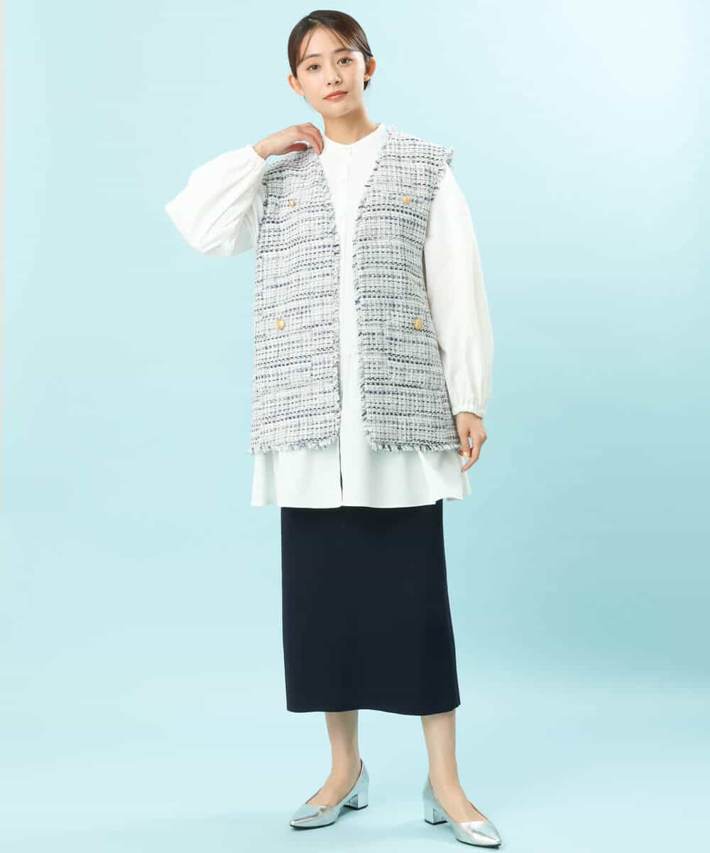 FKHFS01140 MK MICHEL KLEIN(MK ミッシェルクラン) ストレートニットスカート/洗える ネイビー