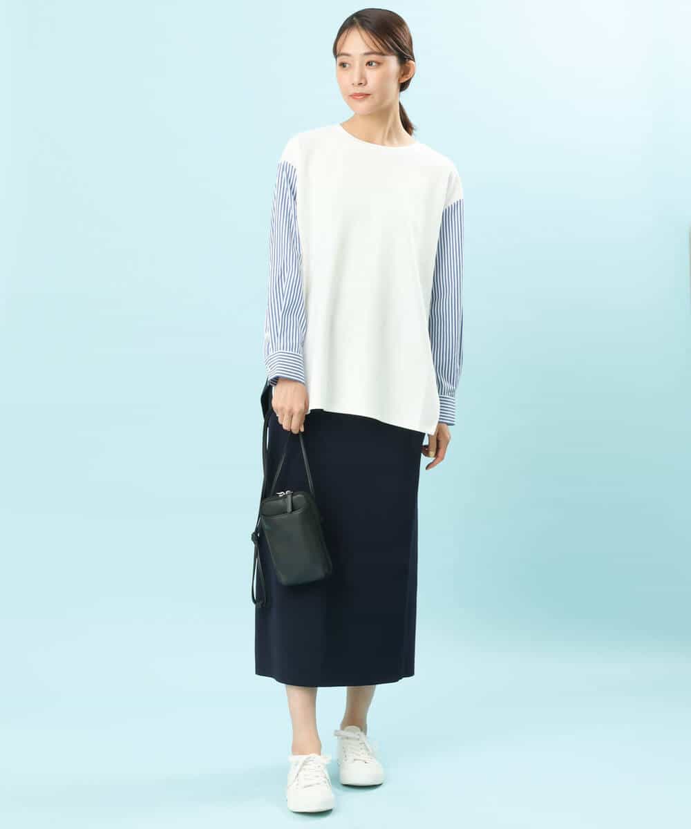 FKHFS01140 MK MICHEL KLEIN(MK ミッシェルクラン) ストレートニットスカート/洗える ネイビー