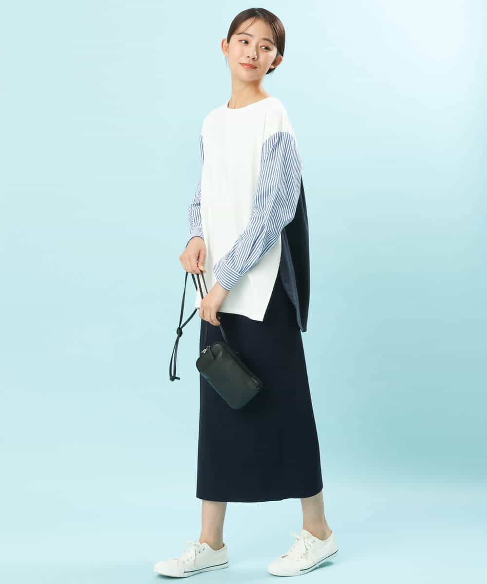 FKHFS01140 MK MICHEL KLEIN(MK ミッシェルクラン) ストレートニットスカート/洗える ネイビー