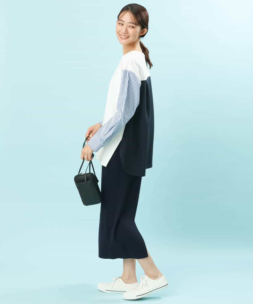 FKHFS01140 MK MICHEL KLEIN(MK ミッシェルクラン) ストレートニットスカート/洗える ネイビー