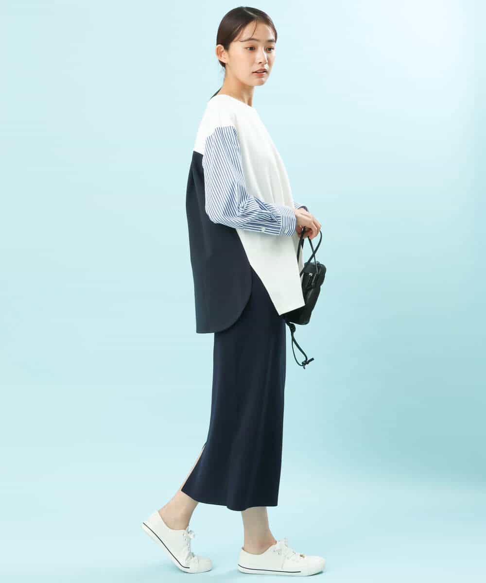 FKHFS01140 MK MICHEL KLEIN(MK ミッシェルクラン) ストレートニットスカート/洗える ネイビー