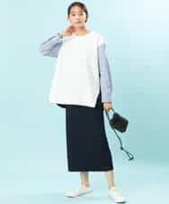 FKHFS01140 MK MICHEL KLEIN(MK ミッシェルクラン) ストレートニットスカート/洗える ネイビー