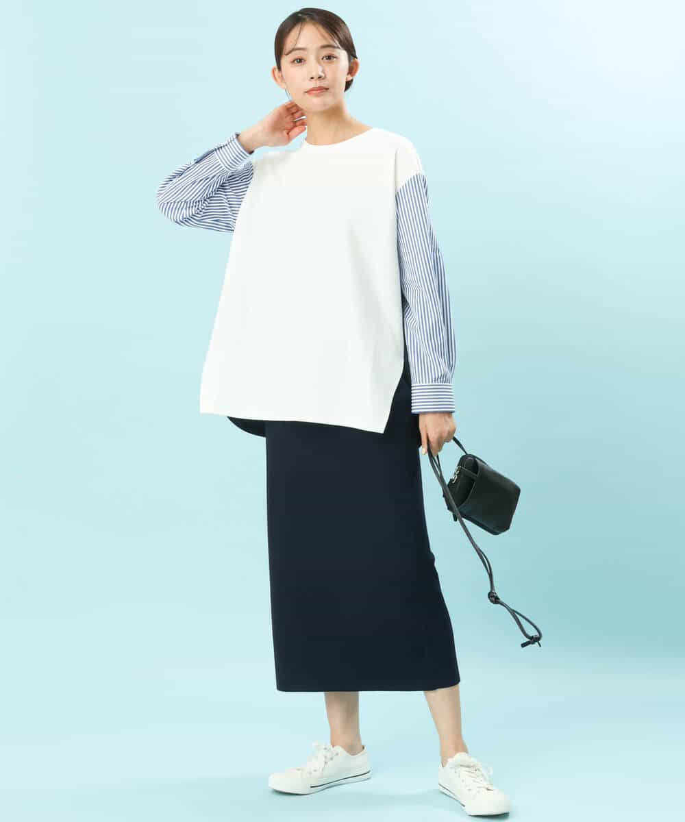 FKHFS01140 MK MICHEL KLEIN(MK ミッシェルクラン) ストレートニットスカート/洗える ネイビー
