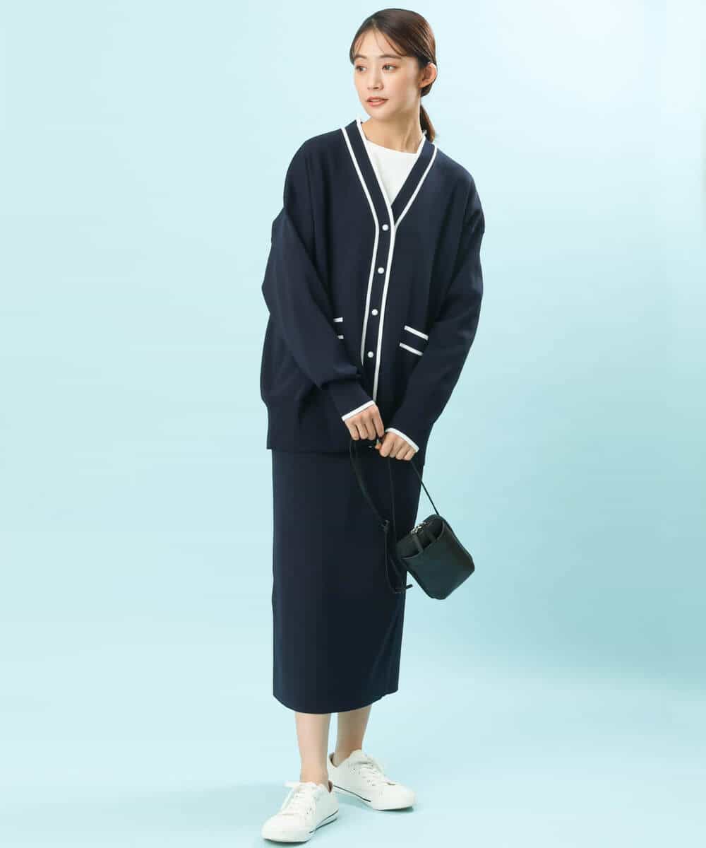 FKHFS01140 MK MICHEL KLEIN(MK ミッシェルクラン) ストレートニットスカート/洗える ネイビー