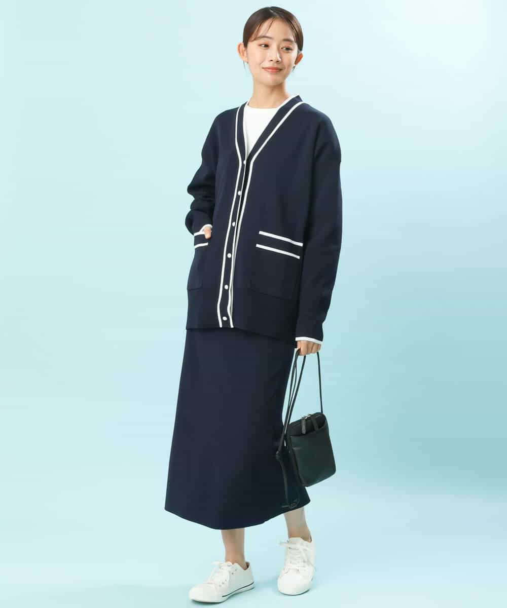 FKHFS01140 MK MICHEL KLEIN(MK ミッシェルクラン) ストレートニットスカート/洗える ネイビー