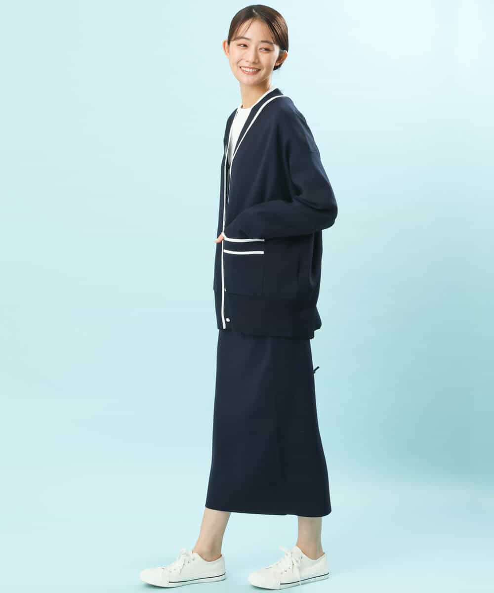 FKHFS01140 MK MICHEL KLEIN(MK ミッシェルクラン) ストレートニットスカート/洗える ネイビー