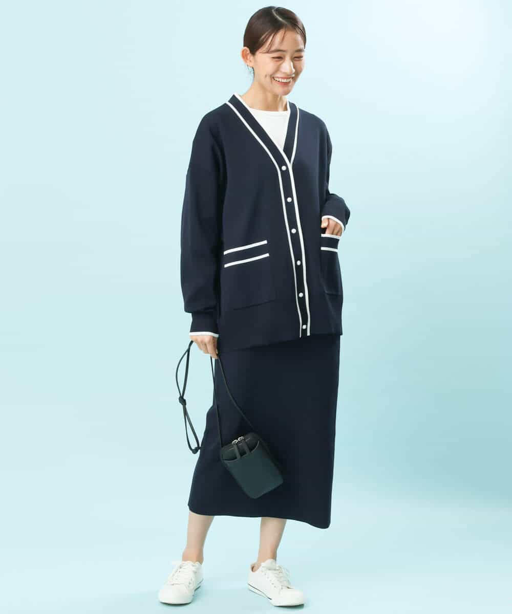 FKHFS01140 MK MICHEL KLEIN(MK ミッシェルクラン) ストレートニットスカート/洗える ネイビー