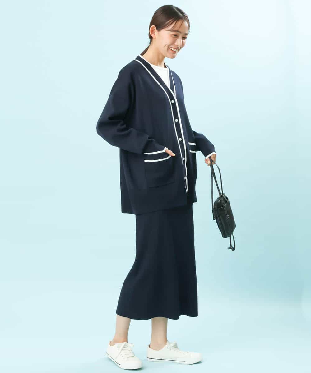 FKHFS01140 MK MICHEL KLEIN(MK ミッシェルクラン) ストレートニットスカート/洗える ネイビー