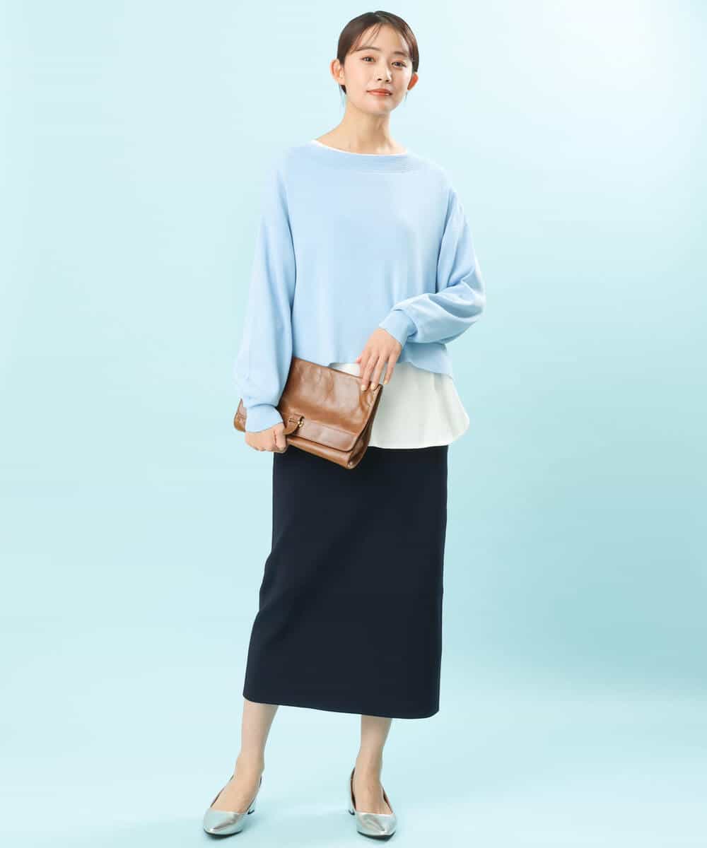 FKHFS01140 MK MICHEL KLEIN(MK ミッシェルクラン) ストレートニットスカート/洗える ネイビー