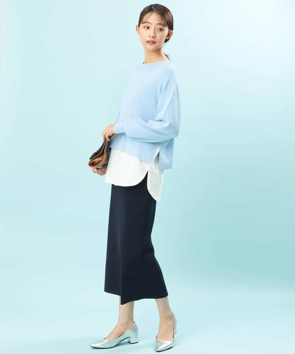 FKHFS01140 MK MICHEL KLEIN(MK ミッシェルクラン) ストレートニットスカート/洗える ネイビー