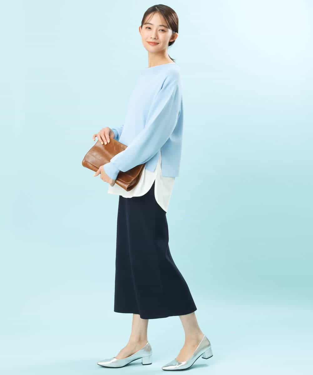 FKHFS01140 MK MICHEL KLEIN(MK ミッシェルクラン) ストレートニットスカート/洗える ネイビー