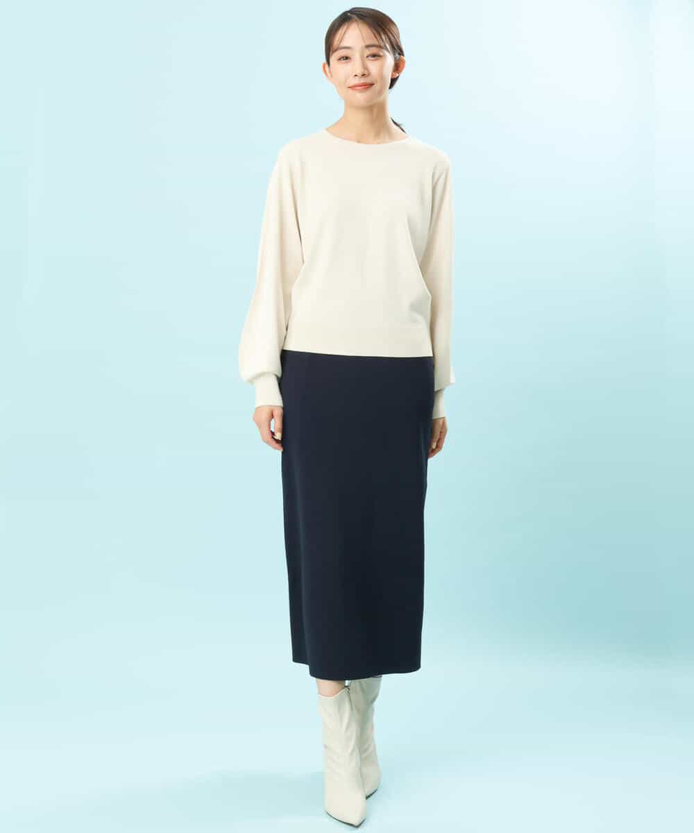 FKHFS01140 MK MICHEL KLEIN(MK ミッシェルクラン) ストレートニットスカート/洗える ネイビー