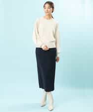 FKHFS01140 MK MICHEL KLEIN(MK ミッシェルクラン) ストレートニットスカート/洗える ネイビー