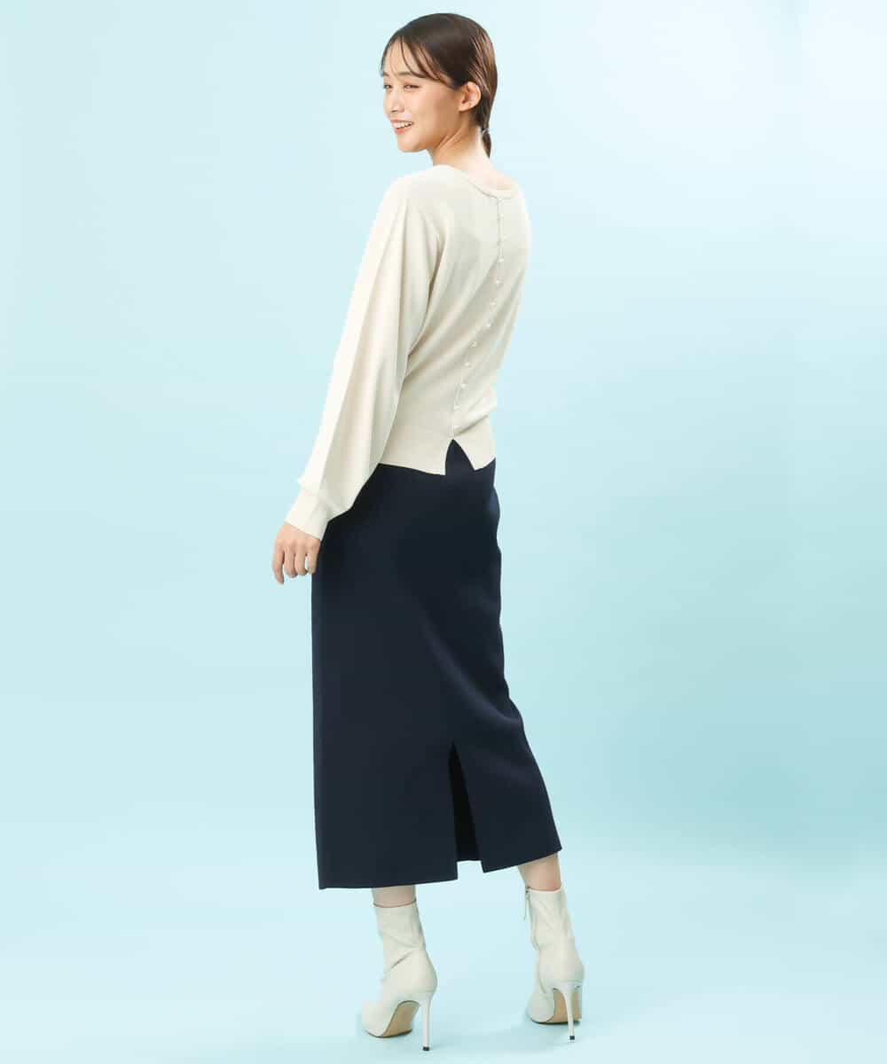 FKHFS01140 MK MICHEL KLEIN(MK ミッシェルクラン) ストレートニットスカート/洗える ネイビー
