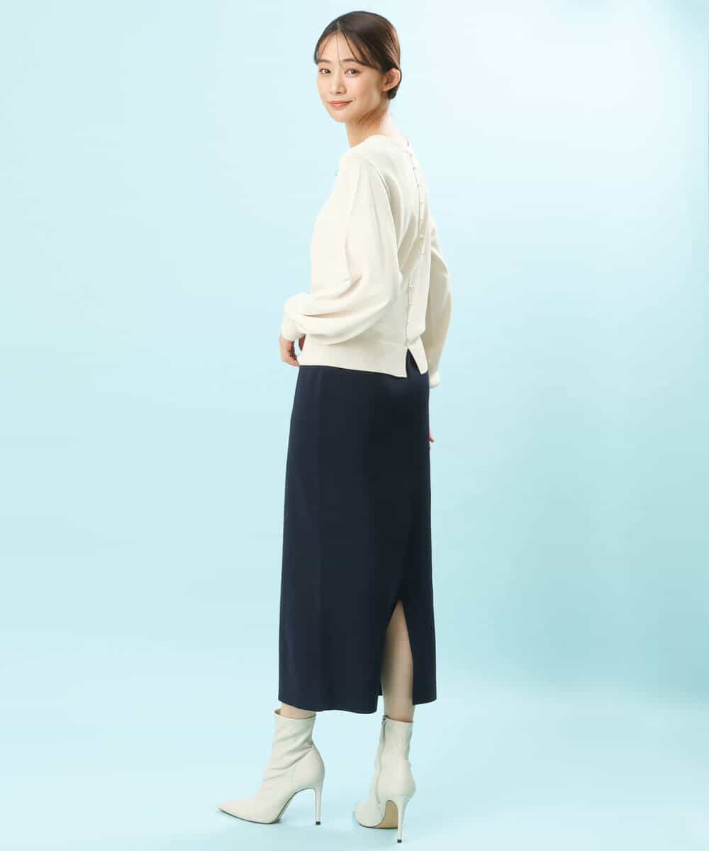 FKHFS01140 MK MICHEL KLEIN(MK ミッシェルクラン) ストレートニットスカート/洗える ネイビー