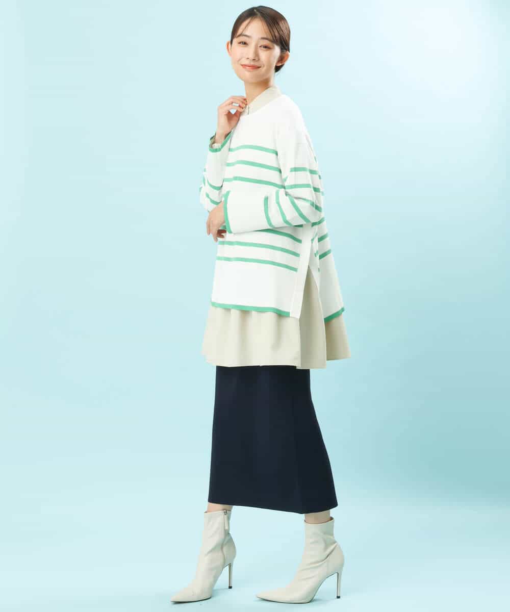 FKHFS01140 MK MICHEL KLEIN(MK ミッシェルクラン) ストレートニットスカート/洗える ネイビー