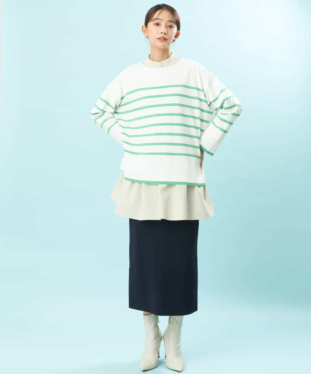 FKHFS01140 MK MICHEL KLEIN(MK ミッシェルクラン) ストレートニットスカート/洗える ネイビー