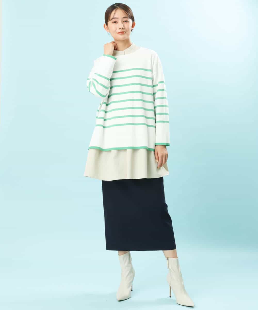 FKHFS01140 MK MICHEL KLEIN(MK ミッシェルクラン) ストレートニットスカート/洗える ネイビー