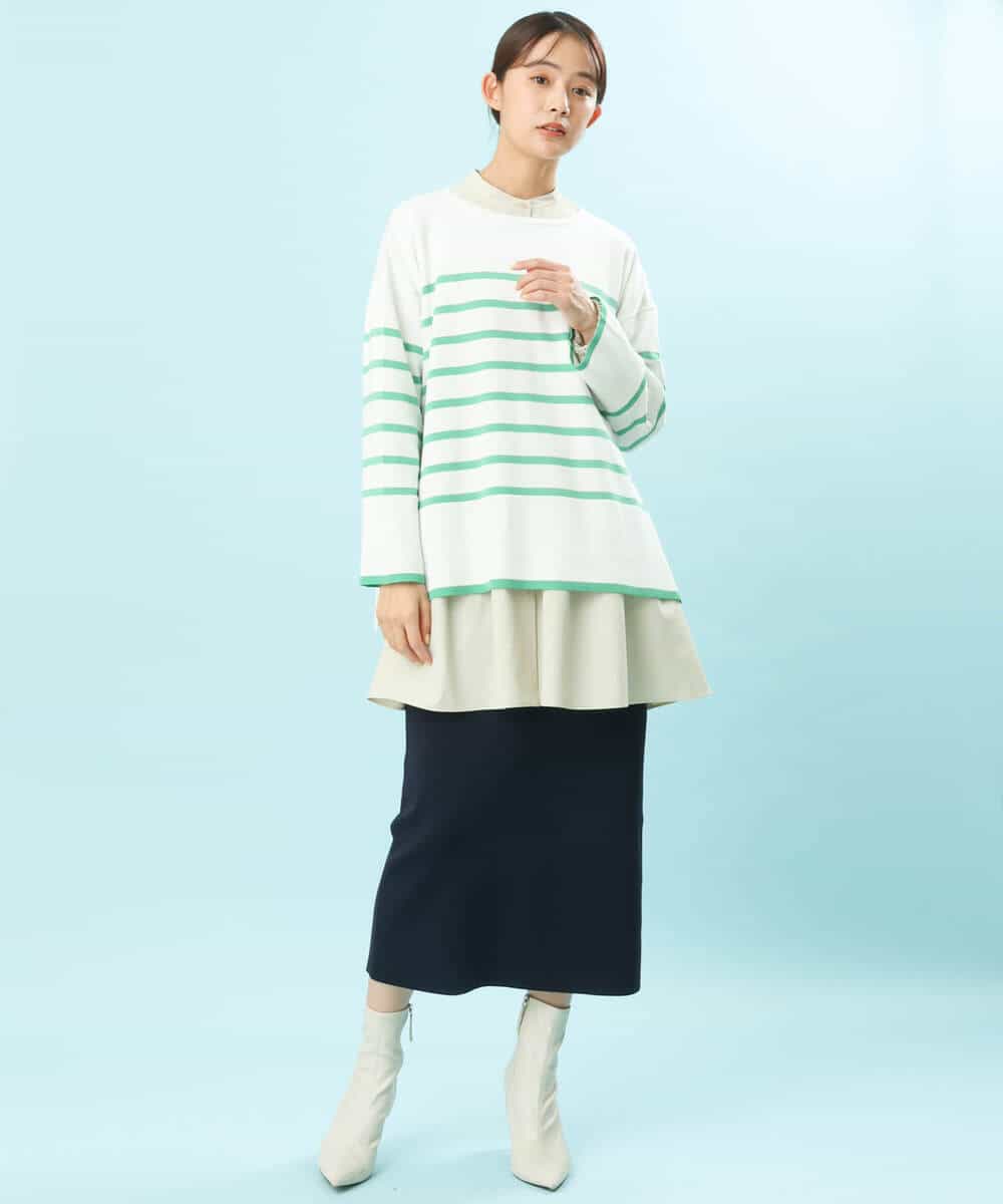 FKHFS01140 MK MICHEL KLEIN(MK ミッシェルクラン) ストレートニットスカート/洗える ネイビー