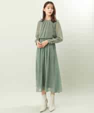 FKHFS02140 MK MICHEL KLEIN(MK ミッシェルクラン) レトロ幾何学柄シフォンスカート/洗える ブルー