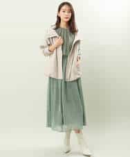 FKHFS02140 MK MICHEL KLEIN(MK ミッシェルクラン) レトロ幾何学柄シフォンスカート/洗える ブルー