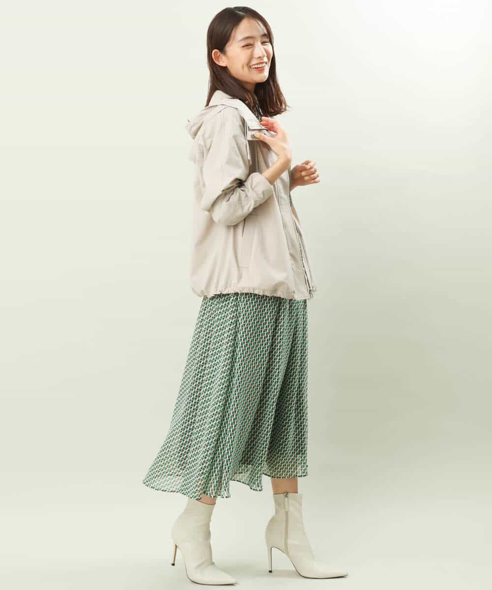FKHFS02140 MK MICHEL KLEIN(MK ミッシェルクラン) レトロ幾何学柄シフォンスカート/洗える ブルー