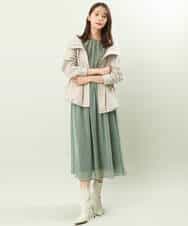 FKHFS02140 MK MICHEL KLEIN(MK ミッシェルクラン) レトロ幾何学柄シフォンスカート/洗える ブルー