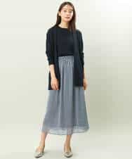 FKHFS02140 MK MICHEL KLEIN(MK ミッシェルクラン) レトロ幾何学柄シフォンスカート/洗える ブルー