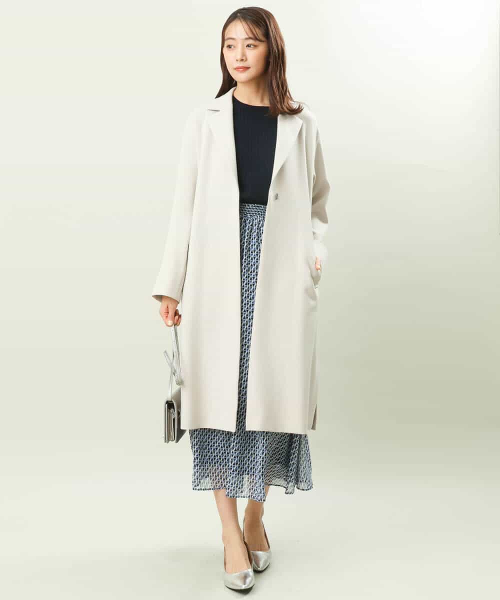 FKHFS02140 MK MICHEL KLEIN(MK ミッシェルクラン) レトロ幾何学柄シフォンスカート/洗える ブルー