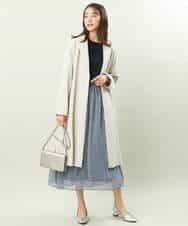 FKHFS02140 MK MICHEL KLEIN(MK ミッシェルクラン) レトロ幾何学柄シフォンスカート/洗える ブルー