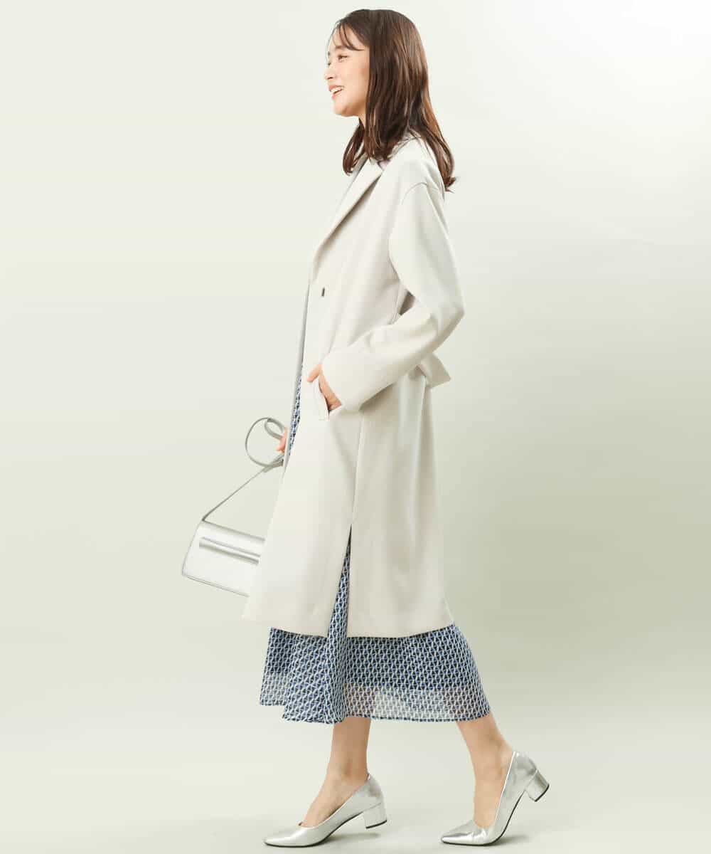 FKHFS02140 MK MICHEL KLEIN(MK ミッシェルクラン) レトロ幾何学柄シフォンスカート/洗える ブルー