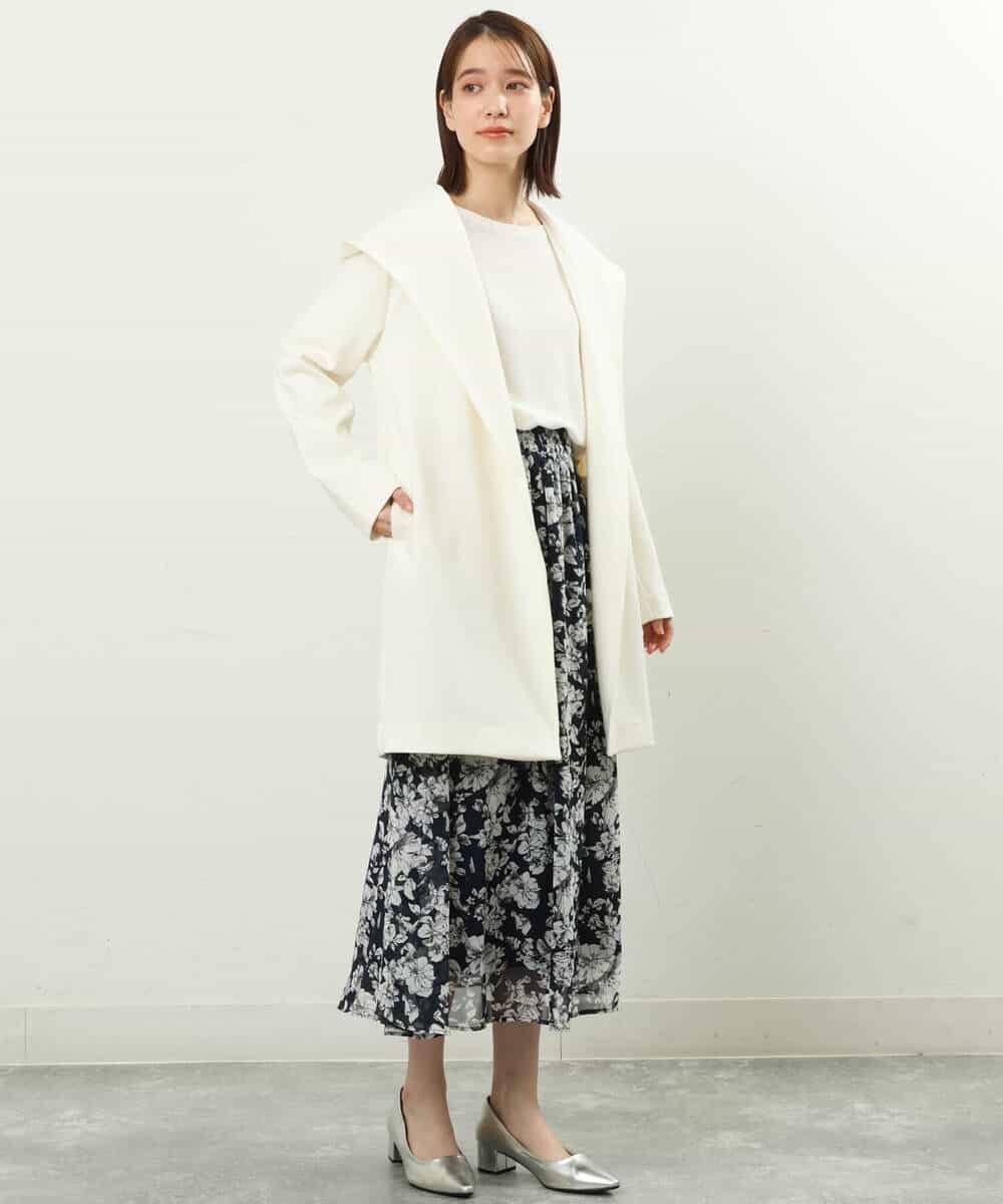 FKHFS03140 MK MICHEL KLEIN(MK ミッシェルクラン) ラインフラワープリントスカート/洗える ブルー
