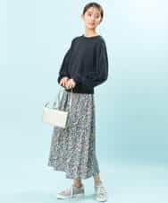 FKHFS04140 MK MICHEL KLEIN(MK ミッシェルクラン) 小花柄フレアスカート/洗える ライトグレー