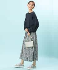 FKHFS04140 MK MICHEL KLEIN(MK ミッシェルクラン) 小花柄フレアスカート/洗える ライトグレー