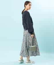 FKHFS04140 MK MICHEL KLEIN(MK ミッシェルクラン) 小花柄フレアスカート/洗える ライトグレー