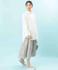 FKHFS04140 MK MICHEL KLEIN(MK ミッシェルクラン) 小花柄フレアスカート/洗える ライトグレー