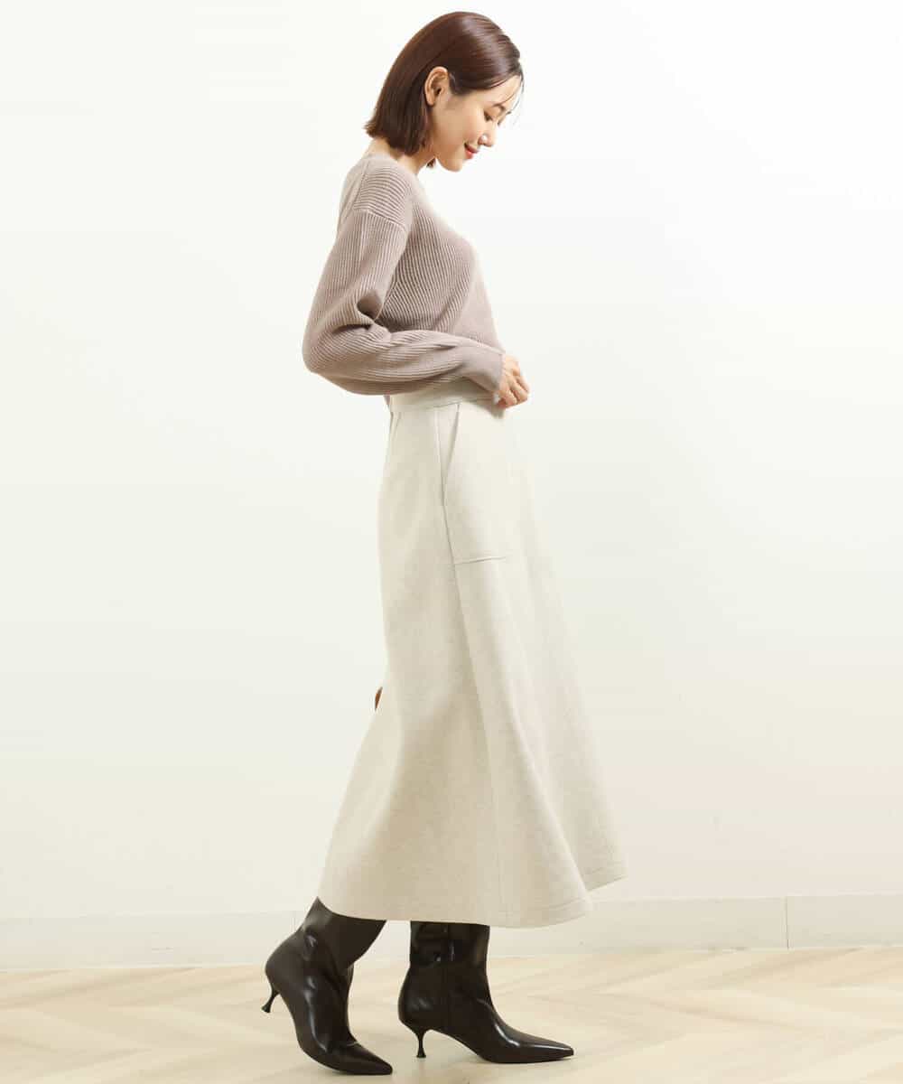FKHFS62160 MK MICHEL KLEIN(MK ミッシェルクラン) リバージャージーAラインスカート/洗える ライトイエロー