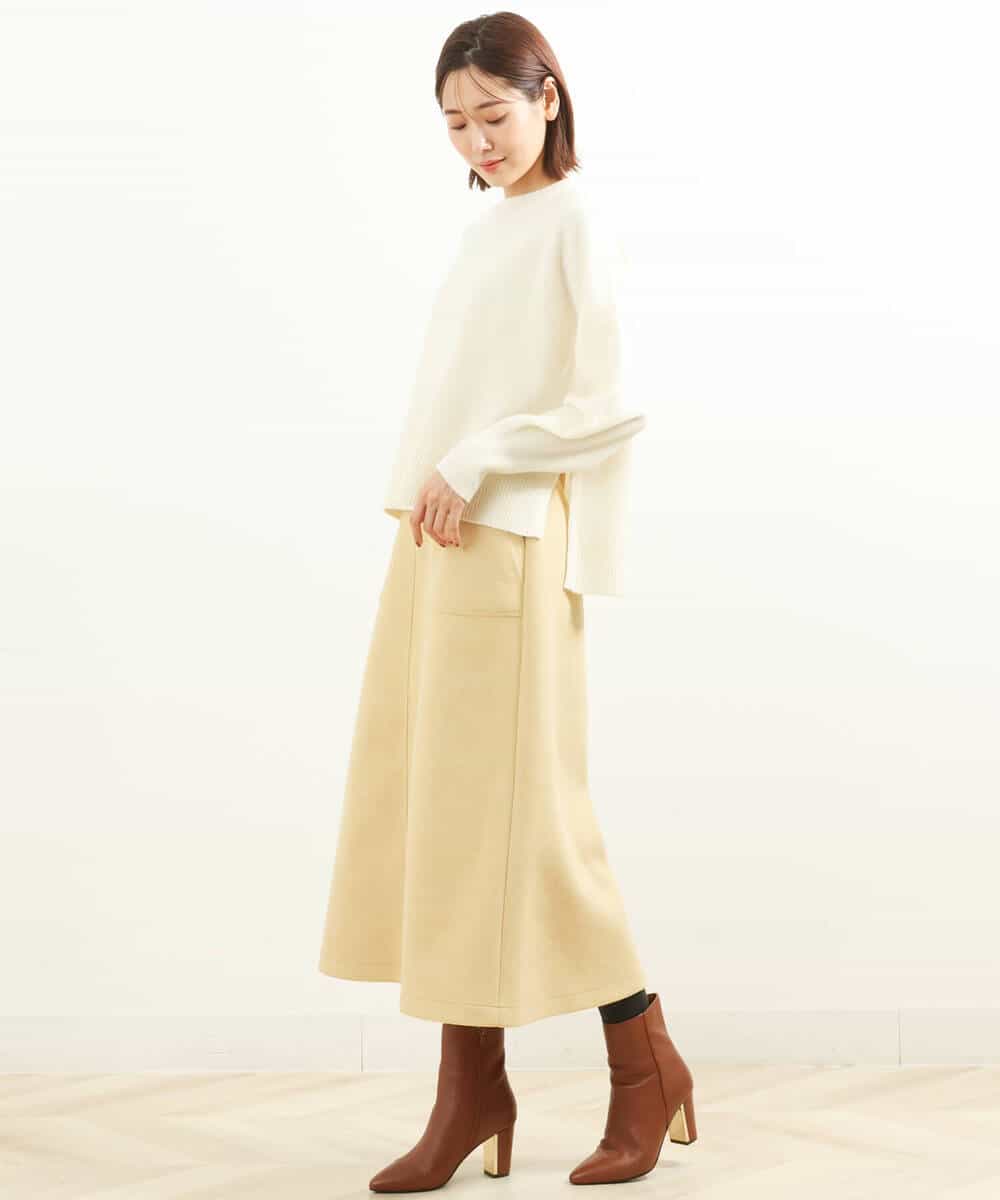 FKHFS62160 MK MICHEL KLEIN(MK ミッシェルクラン) リバージャージーAラインスカート/洗える ライトイエロー