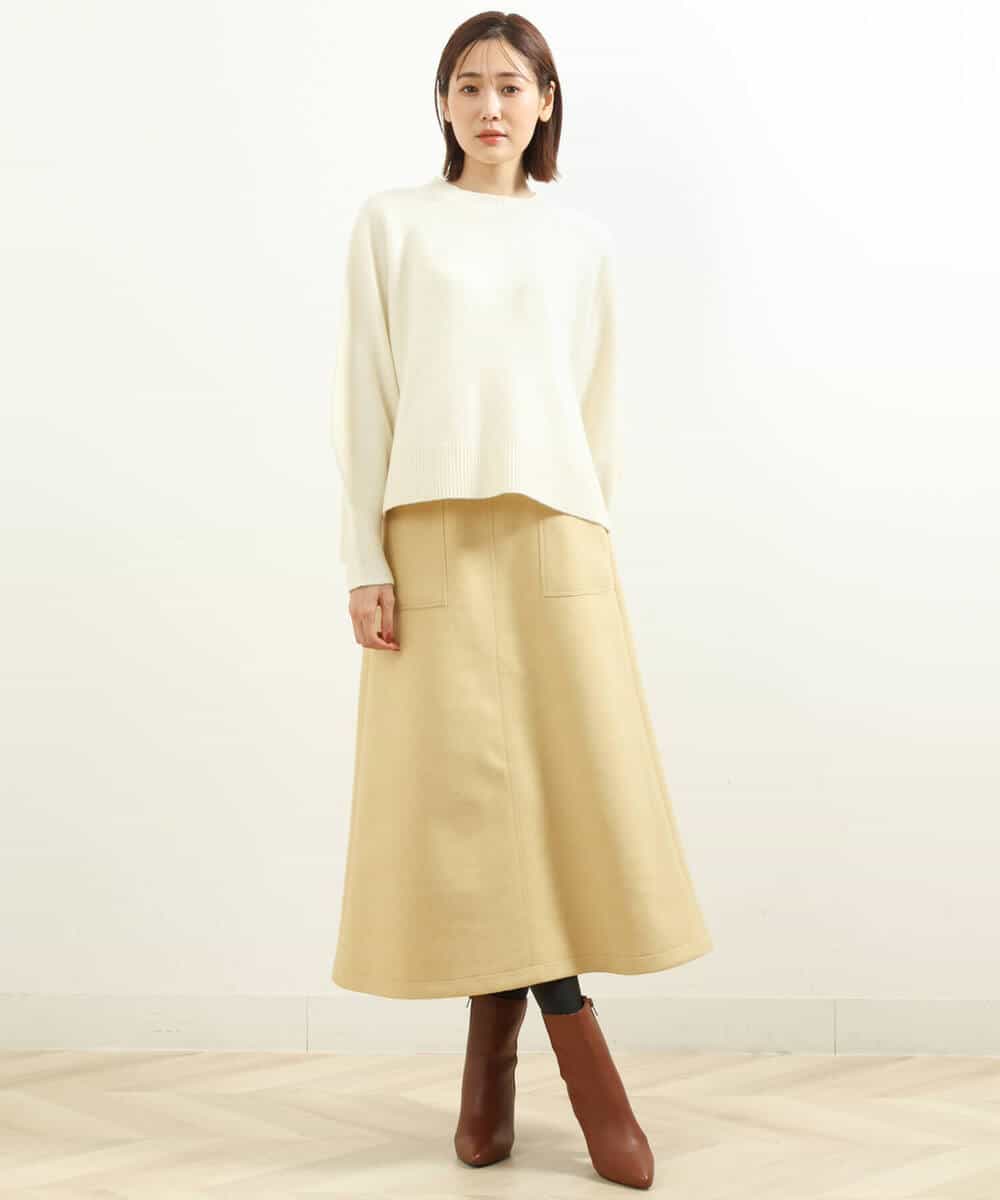 FKHFS62160 MK MICHEL KLEIN(MK ミッシェルクラン) リバージャージーAラインスカート/洗える ライトイエロー