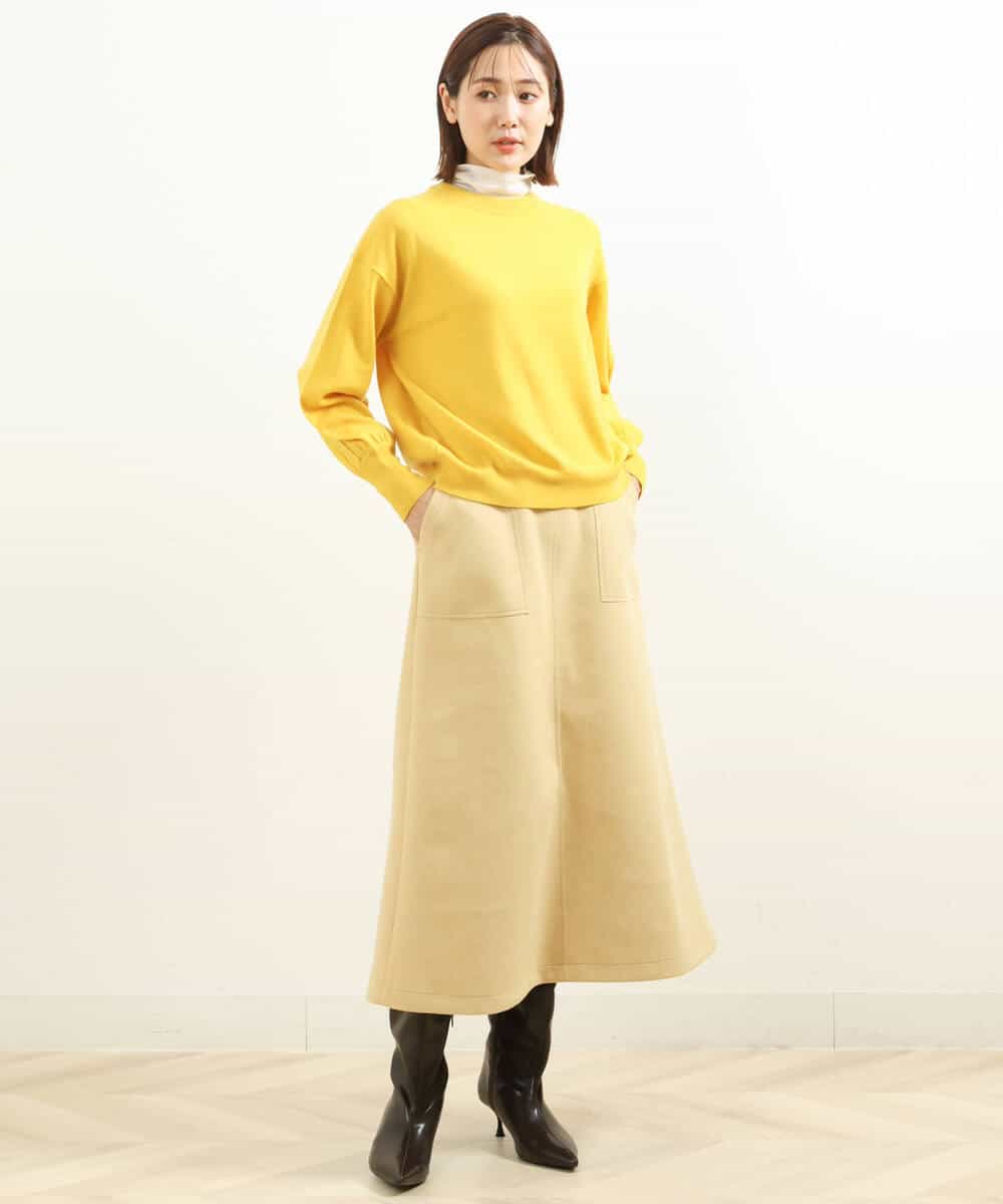 FKHFS62160 MK MICHEL KLEIN(MK ミッシェルクラン) リバージャージーAラインスカート/洗える ライトイエロー