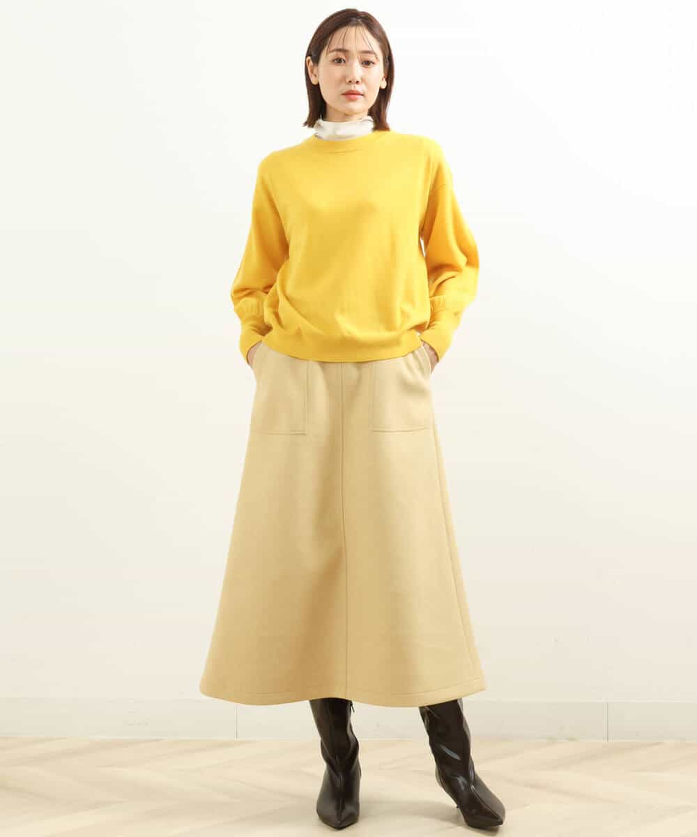 FKHFS62160 MK MICHEL KLEIN(MK ミッシェルクラン) リバージャージーAラインスカート/洗える ライトイエロー
