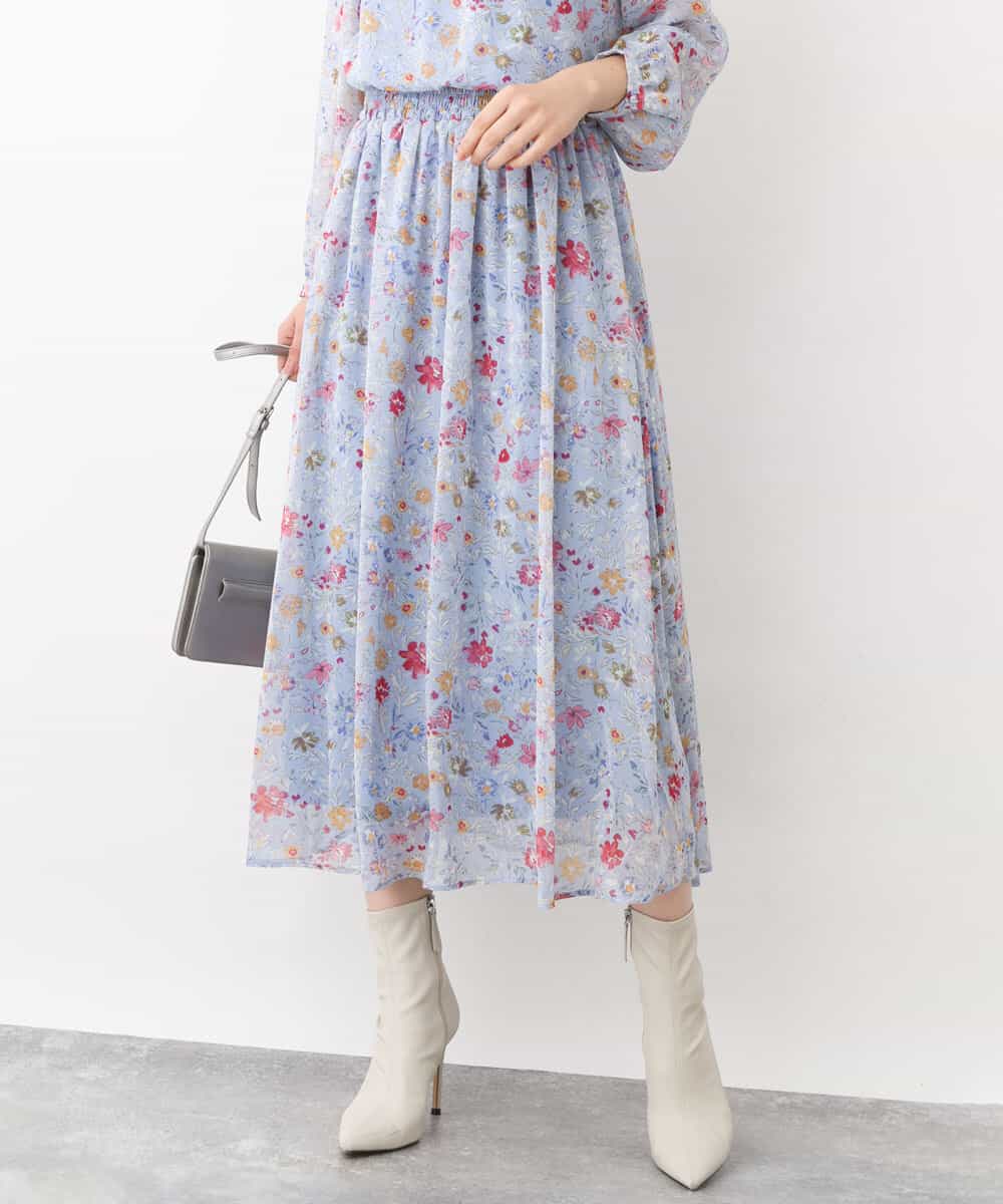 花柄シフォンスカート/洗える(ロング・マキシ丈スカート) | MK MICHEL 花柄シフォンスカート/洗える(ロング・マキシ丈スカート) | MK MICHEL